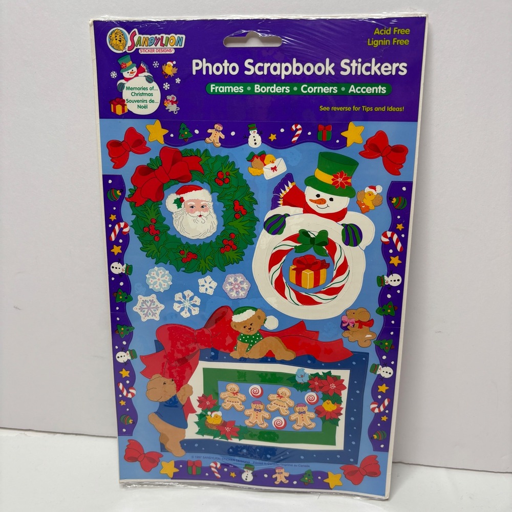 VTG 90s New SandyLion Stickers Christmas Holiday Theme Acid Free Lignin Free